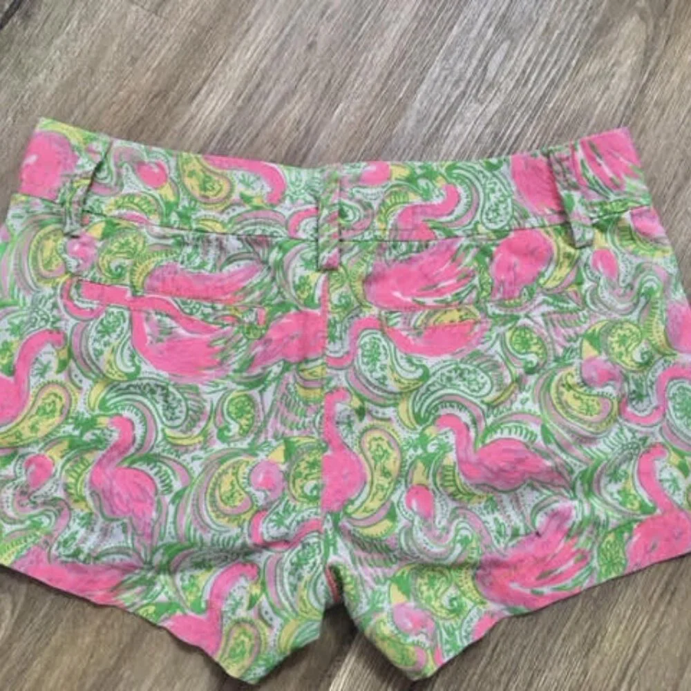 Lily Pulitzer Walsh Shorts Hot Wings Flamingos Size 2 - Picture 3 of 6